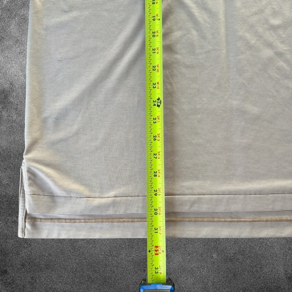 Peter Millar Polo Shirt Men Large Beige Striped Perf Golf Stretch Short Sleeve L